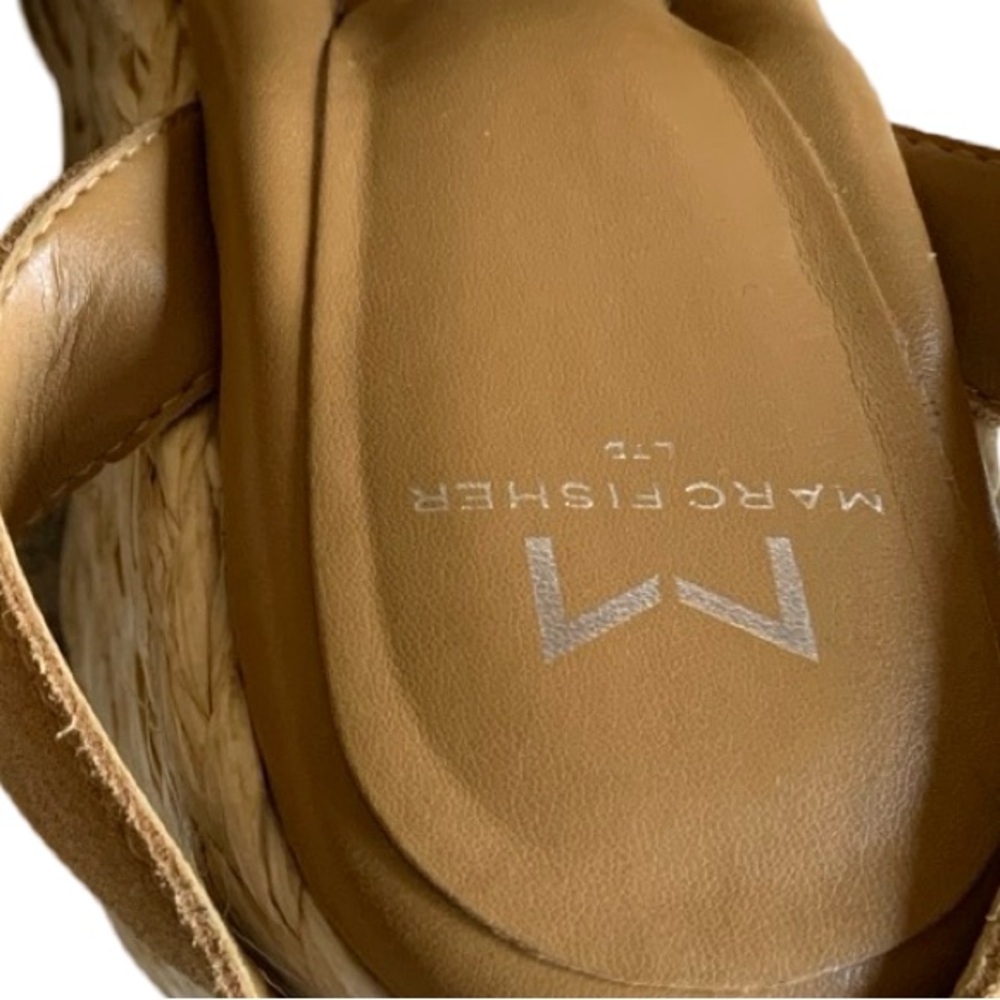 Mark Fisher Tan Suede Nelly Wedge Square Toe Ankle Buckle Platform Wedges Sz 8 - Picture 13 of 14